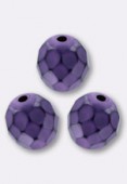 8mm Czech Fire Polish Faceted Round Beads Snake Purple x12