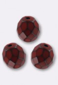 8mm Czech Fire Polish Faceted Round Beads Snake Red x12