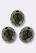 8mm Czech Fire Polish Faceted Round Beads Snake Taupe x12