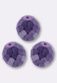 12mm Czech Fire Polish Faceted Round Beads Snake Purple x2
