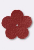 30mm TierraCast Leather Flower Embellishment Red x1