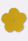 30mm TierraCast Leather Flower Embellishment Yellow x1