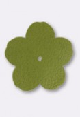 30mm TierraCast Leather Flower Embellishment Green x1