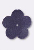 30mm TierraCast Leather Flower Embellishment Purple x1
