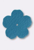 30mm TierraCast Leather Flower Embellishment Turquoise x1