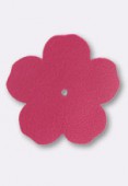 30mm TierraCast Leather Flower Embellishment Pink x1
