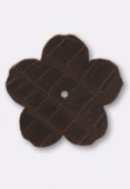 30mm TierraCast Leather Flower Embellishment Brown x1