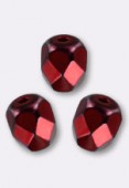 6mm Czech Fire Polish Faceted Round Beads Hot Pink Heavy Metal x24