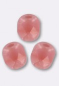 3mm Czech Fire Polish Faceted Round Beads Pink Opaque x50