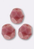 6mm Czech Fire Polish Faceted Round Beads Pink Opaque x24