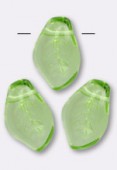 9x14mm Czech Peridot Side Drilled Leaf Glass Beads x6