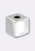 .925 Sterling Silver Cube Bead 4 mm x1