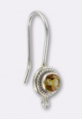 .925 Sterling Silver Citrine Fancy Bezel Ear Wire W /Ring x1