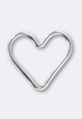 .925 Sterling Silver Heart Spacer Beads 15mm x1