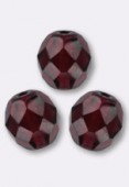 8mm Czech Fire Polish Faceted Round Beads Ruby x12