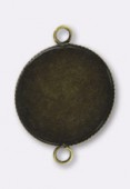 20mm Antiqued Brass Plated Round Bezel W / 2 Rings