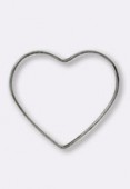 22x20mm Antiqued Silver Flat Heart Beads x4