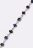 Lapiz Lazuli Wirewrapped Gemstone Rosary Chain, Faceted Rondelles w/ 24k Vermeil Sterling Silver Gold Plated x10cm