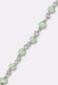 Phrenite Wirewrapped Gemstone Rosary Chain, Faceted Rondelles w / .925 Sterling Silver x10cm x10cm