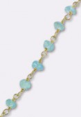Apatite Wirewrapped Gemstone Rosary Chain, Faceted Rondelles w / .925 Sterling Silver x10cm