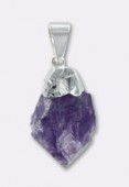 Amethyst Nugget Point Pendant W / Silver Plated Bail x1 x1