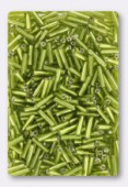2x6mm Glass Bugle Beads Anise Green x20g