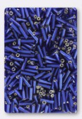 2x6mm Glass Bugle Beads Dark Blue x20g