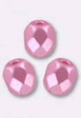 4mm Czech Round Fire Polish Glass Beads Pastel Pink x50