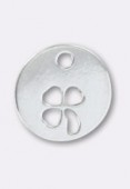 .925 Sterling Silver 'Four Leaf Clover'' Bead Charms 9.3 mm x1