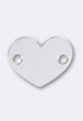 .925 Sterling Silver ''Heart'' Connector Beads 12x10 mm x1
