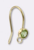 14K Gold Filled Graceful Earring Hooks W / Peridot Stone x1