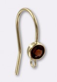 14K Gold Filled Fancy Garnet Bezel Ear Wire W / Ring x1