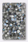 4mm Czech Fire Polish Faceted Round Beads Etched Silver Rainbow x50