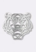 .925 Sterling Silver ''Tiger Head'' Bead Charms 18.4x16.8 mm x1