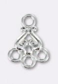 .925 Sterling Silver Chandelier Earring Component W / 3 Rings 11.3x8.4 mm x1