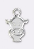 .925 Sterling Silver ''Cow'' Bead Charms 8.8x8 mm x1