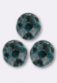 10mm Czech Fire Polish Faceted Round Beads  Blue Dark Turquoise x6