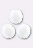 8mm Czech Fire Polish Faceted Round Beads Chalk White x12