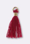 15 mm Tassel Thread Embellishment Red W / Gold Bail x4