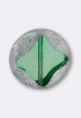16mm Silver / Green Shell Czech Glass Table Cut cushion Windows Beads x2