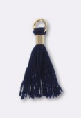 15 mm Tassel Thread Embellishment Dark Blue W / Gold Bail x4