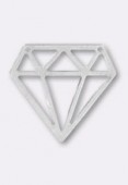 20x18mm Silver Plated Diamond Pendant W / 2 Holes x1