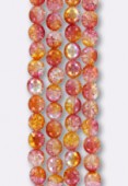 8mm Orange Mix Czech Pressed Glass Crackled Round Beads x4