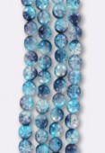 8mm Blue Mix Czech Pressed Glass Crackled Round Beads x4