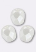 4mm Czech Round Fire Polish Glass Beads Pastel White x50
