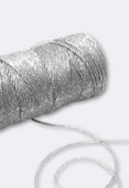 1mm Cord Waxed Cotton Metallized Silver x1m