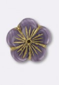 20mm Czech Glass  Flower Purple x1