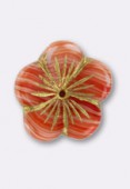 20mm Czech Glass  Flower Coral x1