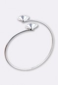.925 Sterling Silver Adjustable Double Bracelet W/ 2 Pad For Cabochon 12 mm x1