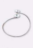 .925 Sterling Silver Adjustable Double Bracelet W/ 2 Pad For Cabochon 12 mm x1